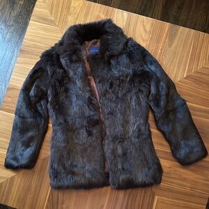 John Galliano Rabbit Fur Chocolate Brown Jacket Coat Small
